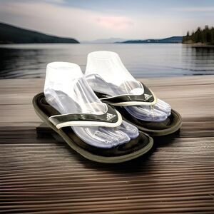 Adidas Women's Black Silver FitFoam Soft Comfort Footbed Thong Flip-Flops Size 9